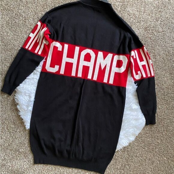 Fashion Nova Sweater Dress Champ New Heavy Long Sleeve Womens Size 1X Black Red - Picture 2 of 10